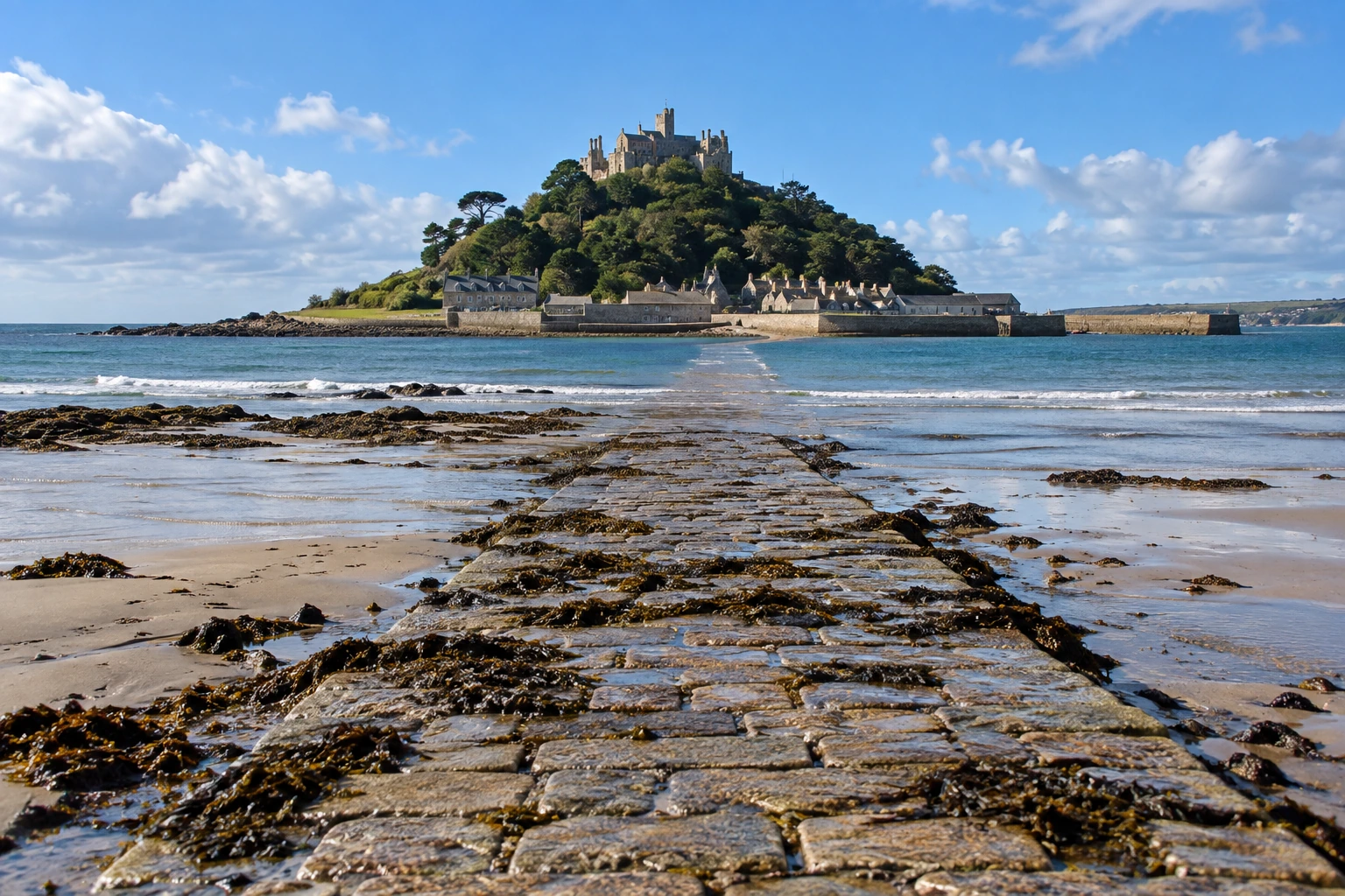 Excavator cutting a foundation on a groundworks site above Mount's Bay near Marazion