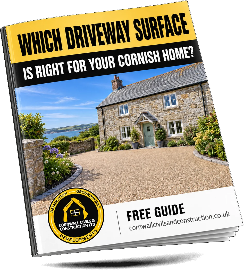 Cover of the free Cornwall Civils guide: which driveway surface is right for your Cornish home