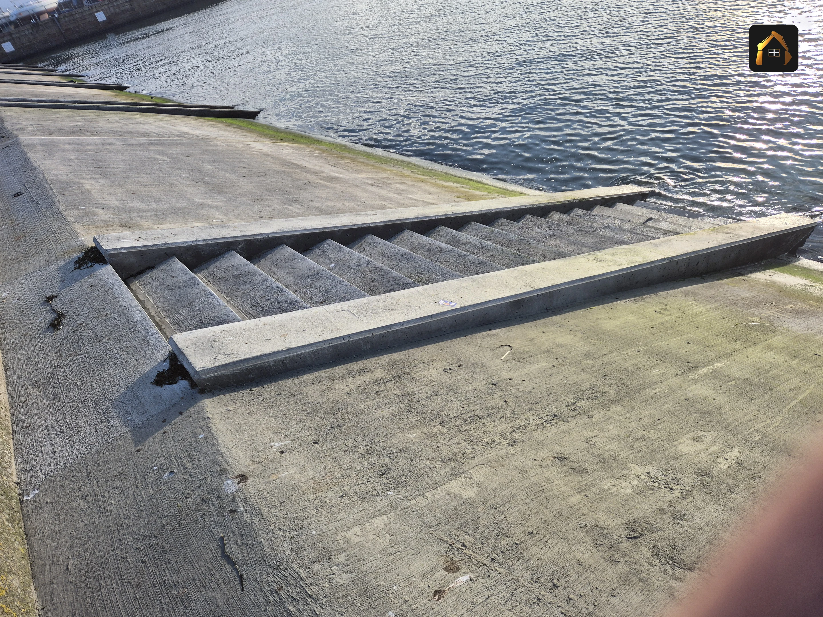 Completed concrete harbour steps with clean edges in Penzance